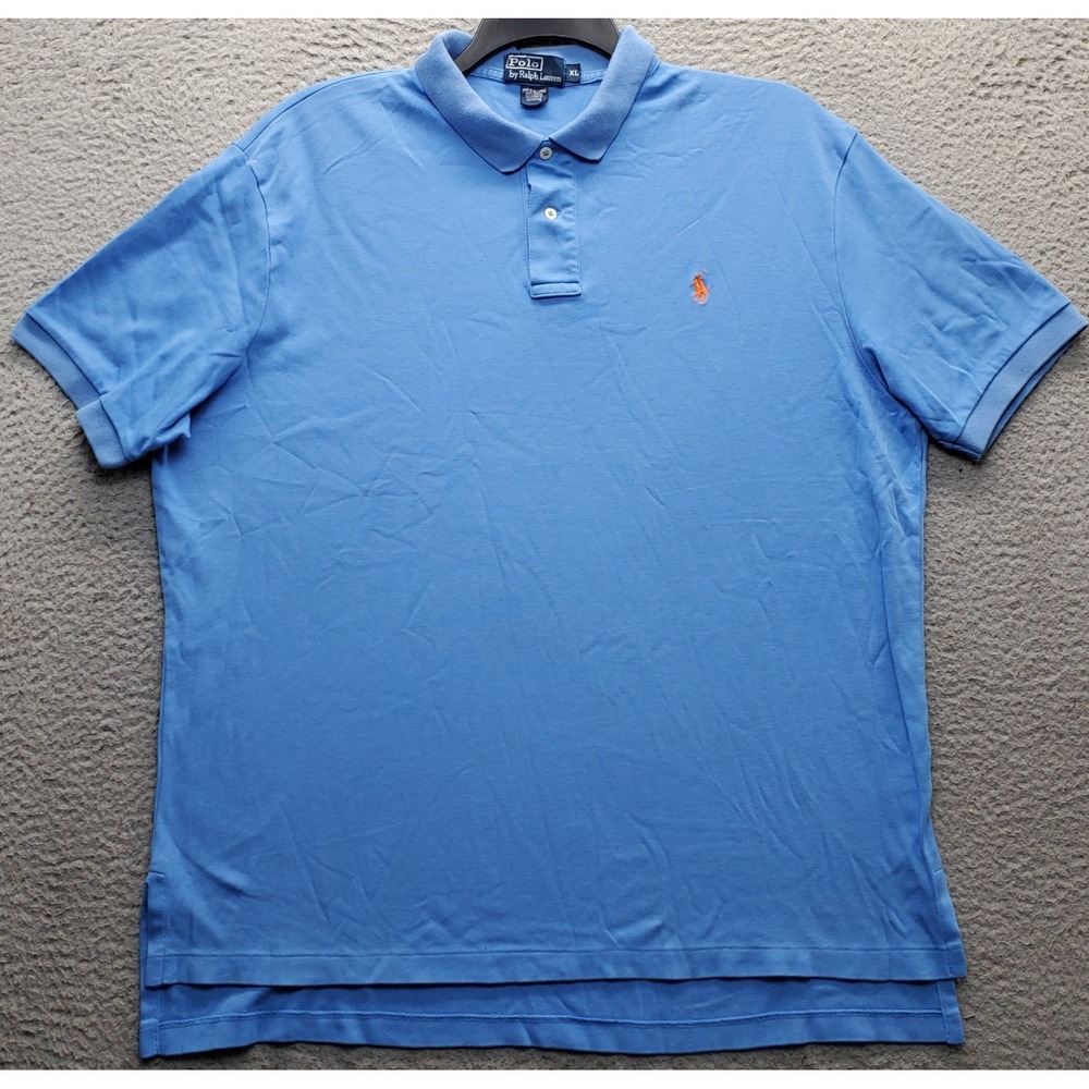 Polo Ralph Lauren Golf Polo Shirt Mens XL Blue High Low Slit Performance Popover